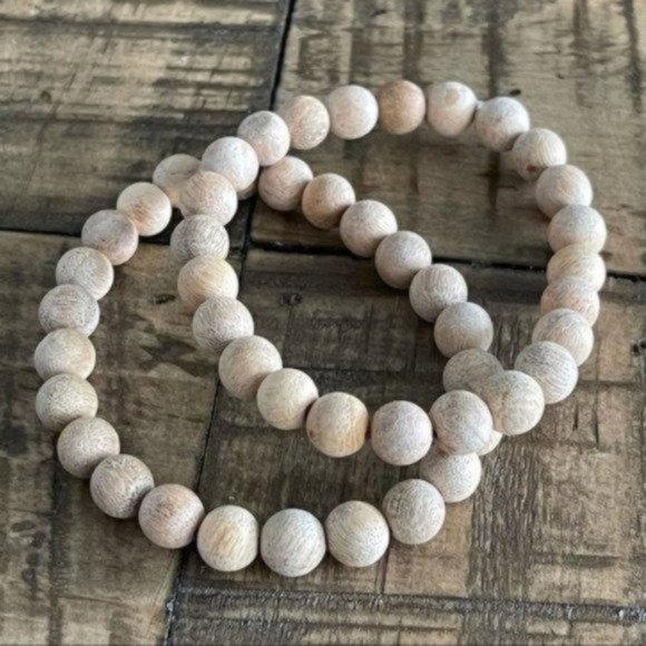 2pc 8mm Camphor Wood Stretch Bead Bracelet - Picture 2 of 4